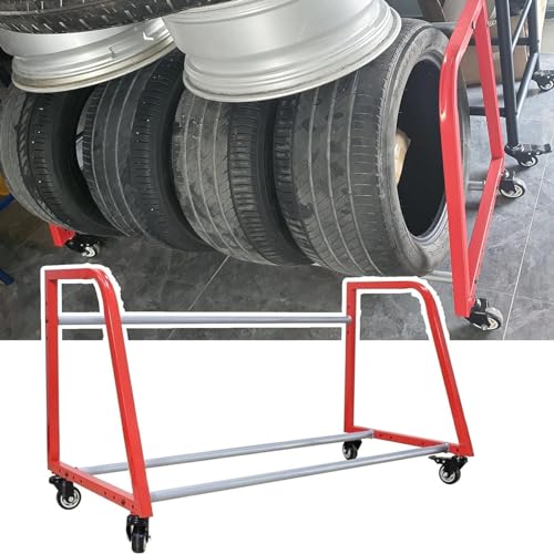 ASumPio Reifenlagerregal, Wandmontierter/Rollbarer Reifenregal-Organizer, Kommerzieller Platzsparender Garagenlagerständer/Werkstattregal, Zur Lagerung Von Saisonreifen,Wheeled