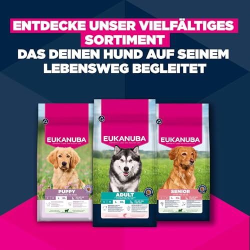 Eukanuba Hundefutter Trocken mit Lachs und Gerste für große Rassen - Premium Trockenfutter für ausgewachsene Hunde, 12 kg