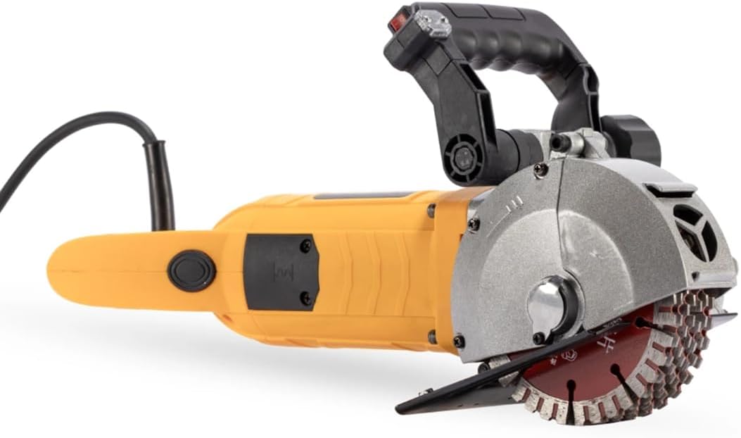 MAF PRO MPWC-7B 4800W 6500RPM Heavy-Duty Wall Chaser/Grooving/Slotter Machine with 7 Diamond Blades | 42x40mm Cut Size | Adjustable Depth & Width | with Dust Collection System