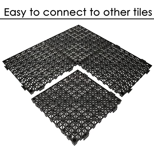 Starvast 12 Pcs 11.6” X 11.6” Modular Interlocking Rubber Flooring Cushion Soft Pvc Non-Slip Waterproof Splicing Floor Drainage Tiles Mat With Drain Holes For Bath, Pool, Shower, Kitchen, Deck, Pet #TOP4