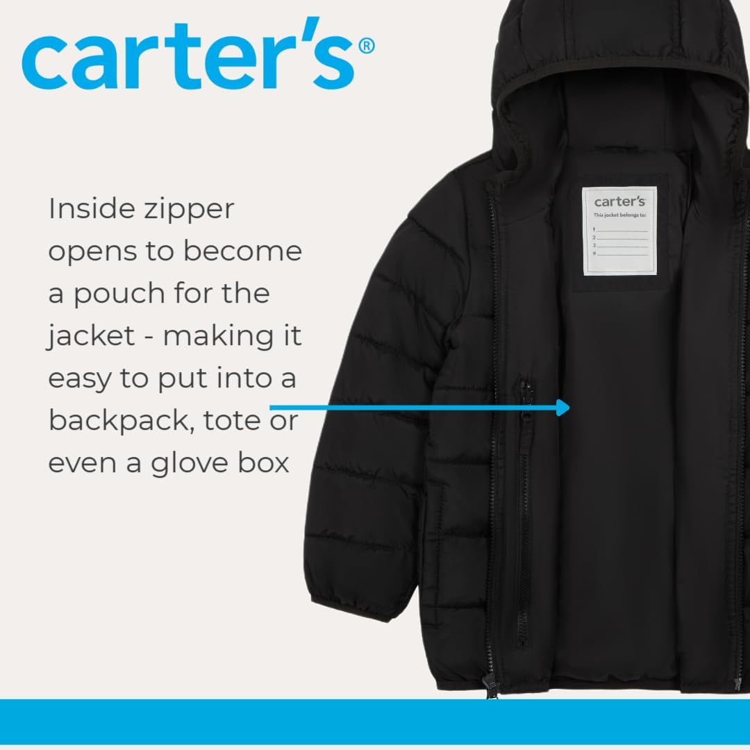 Carter's Boys' Stuff-a-puff Midweight Packable Puffer Jacket With Pouch