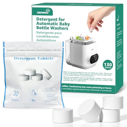 Image of GROWNSY 130 PCS Official Detergent Tablets, Compatible with GROWNSY Baby Bottle Washers, Effective Cleaning with Safe Formula