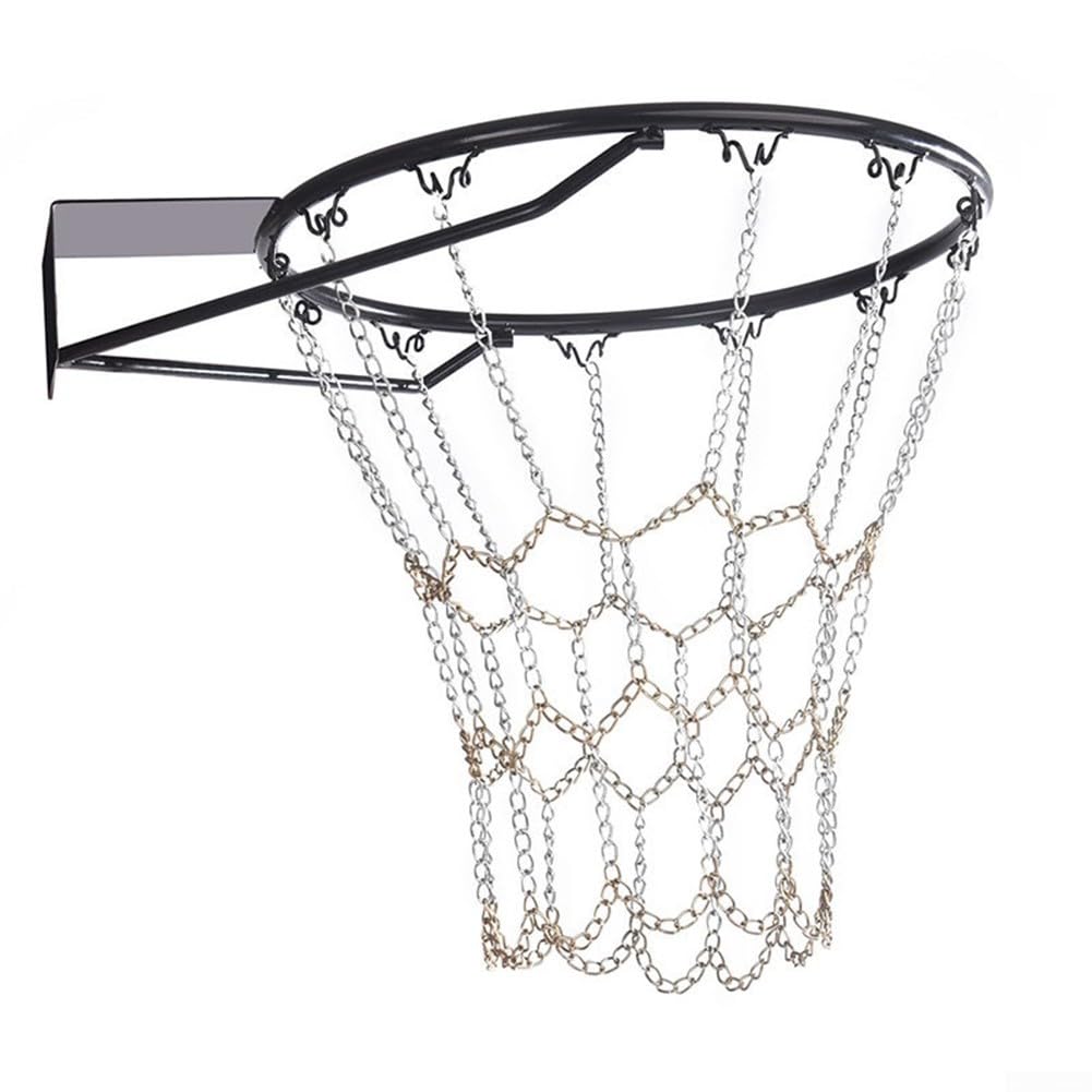 Rete da basket in metallo, stile catena per allenamento all'aperto e interno, costruzione in ferro con fibbia stabile installazione adatta per campi