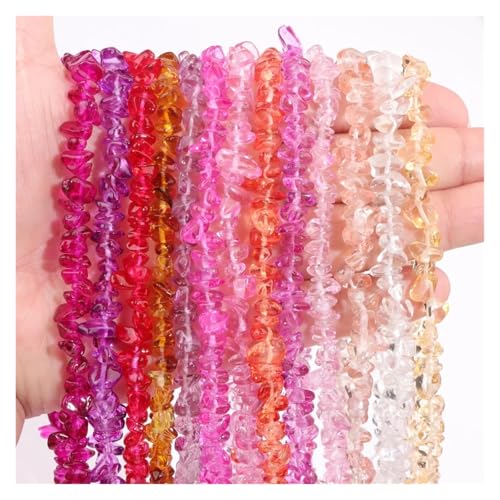 Perles de verre irrégulières 5-8mm de forme libre pour création bijoux de 80cm - 7