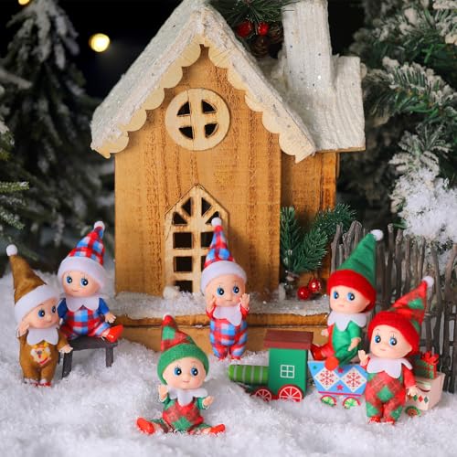 Threan 6 Muñecas Navideñas Mini Gemelas Decorativas miniatura 6