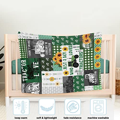 Domgoge Just a Boy Who Loves Tractors Blanket Baby Green Tractor Throw Blankets for Toddler Farm Truck Blanket Warm Lightweight Flannel Fleece Blanket for All Season Nursery 76cm x 102cm - Image 4