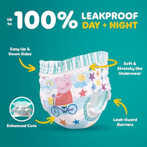 Image of Easy Ups Girls & Boys Potty Training Pants, Size 7 (5T6T), 15 Count, Peppa Pig Absorbent Training Underwear, Up to 100% Leakproof Day and Night, Hypoallergenic (Packaging May Vary) (Pack of 4)