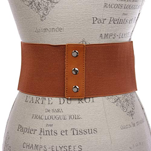 4" Women's High Waist Non Leather Fashion Wide Braided Stretch Belt3