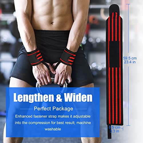 Supregear Wrist Wraps, 20 Inch Wrist Support Wrist Straps Lifting Straps For Sports Gym Weightlifting Cross Fit Powerlifting Workout Women Men, 2 Pack (Red Strip) #TOP1