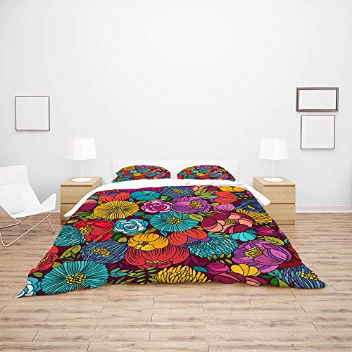 Parure de lit motif floral en polyester doux et durable CHEHONG - 4