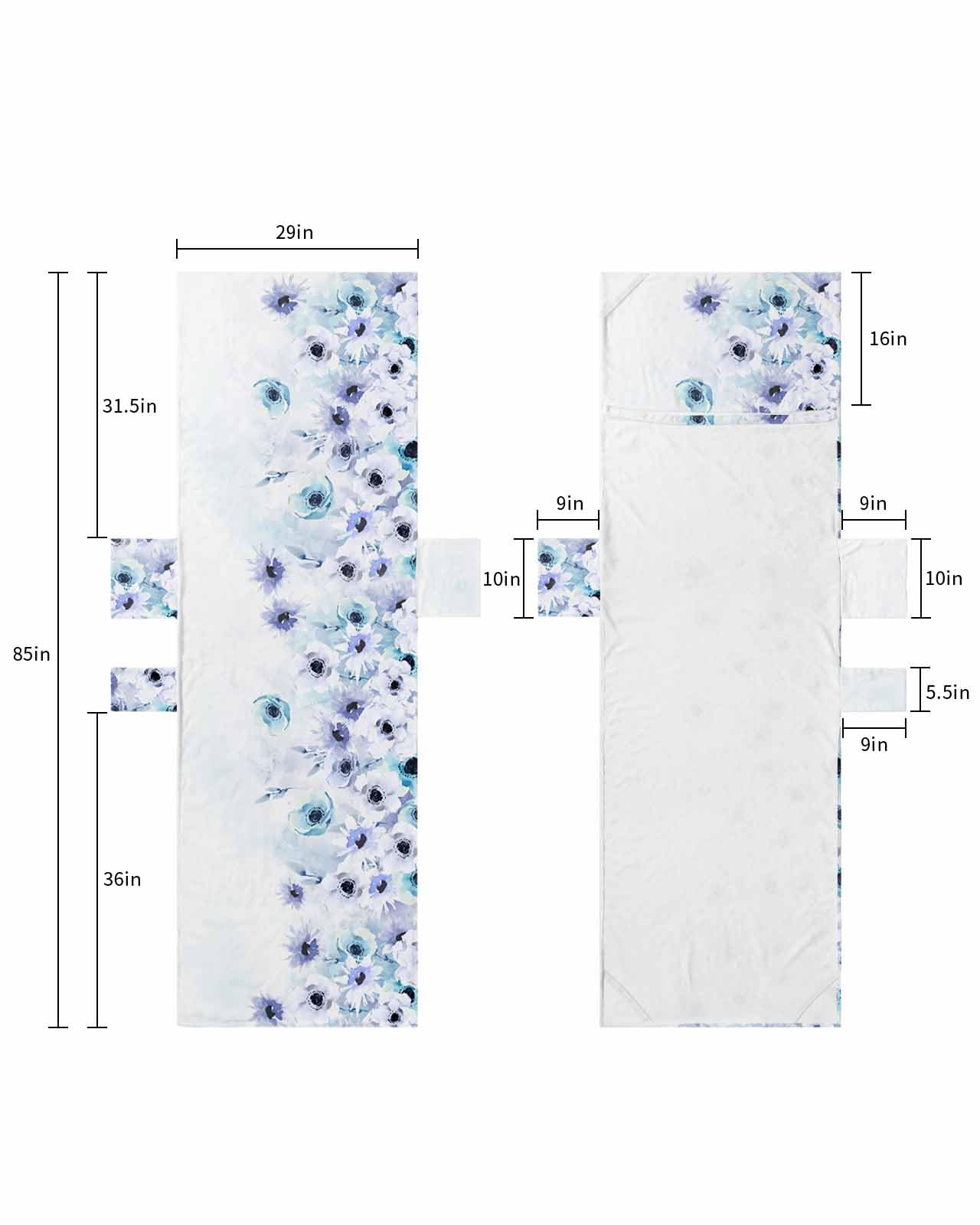 Blue Purple Spring Floral Beach Lounge Chair Towel Cover, Soft Chaise Lounge Towel with Side Pockets Patio Pool Chairs Cover for Beach/Pool Sunbathing 29x85 Elegant Chic Watercolor Botanical