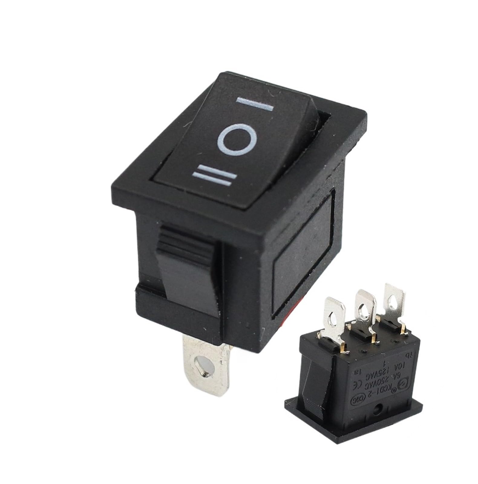 IDGTTLDF 1PCS KCD1 ON-Off 15 * 21mm Black 3 Pin / 6 pin On/Off/On Rocker Switch AC 6A/250V10A/125V(3 pin On - Off - On)