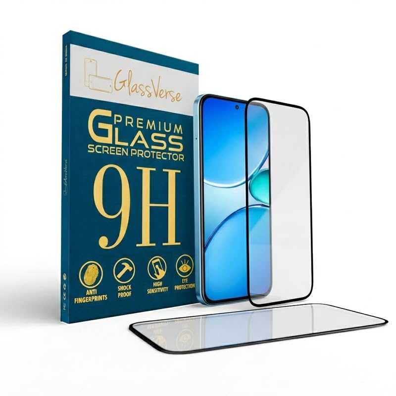 Image of GlassVerse PureView Tempered Glass for Realme 15x 5G | Crystal Clear, 9H Hardness Screen Protector, Edge to Edge, Case Friendly, Hassle-less Installation Kit Included. (Pack of 2)