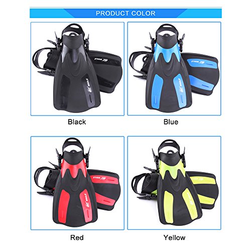 SIUKE Nadadeiras de natação adultos curtas snorkel Swim Flippers Fins com salto ajustável Esportes A