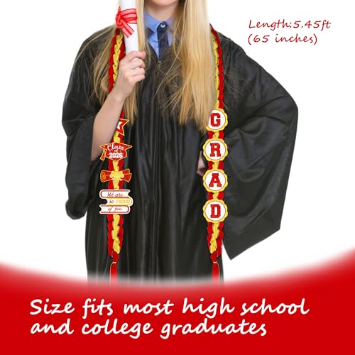 Image of Tifeson Graduation Leis Decorations 2026 - Handmade Double Braided Graduation Ribbon Leis with Glitter Pins for Him Her High School College Congrats Grad Gifts Party Supplies