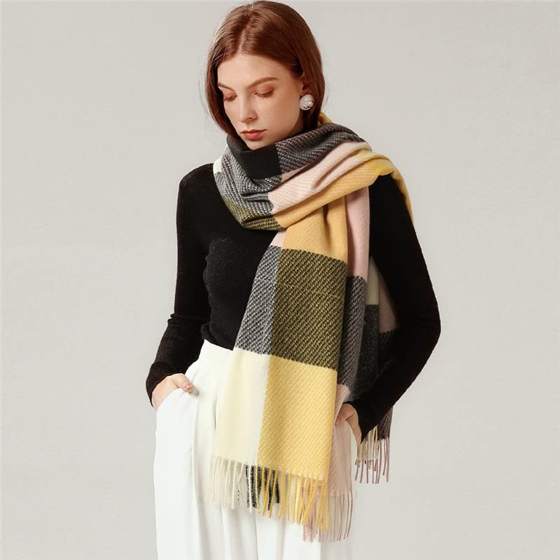 Sciarpa Invernale Elegante Sciarpina Sciarpa di plaid invernali Addensare Scialle calda Donne Sciarpette Tutte le partite della nappa Sciarpe femminili Grande Boulard Moda Soft Sciarf Gift Calda