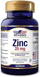 Zinco 25mg Vitgold 100 Cápsulas