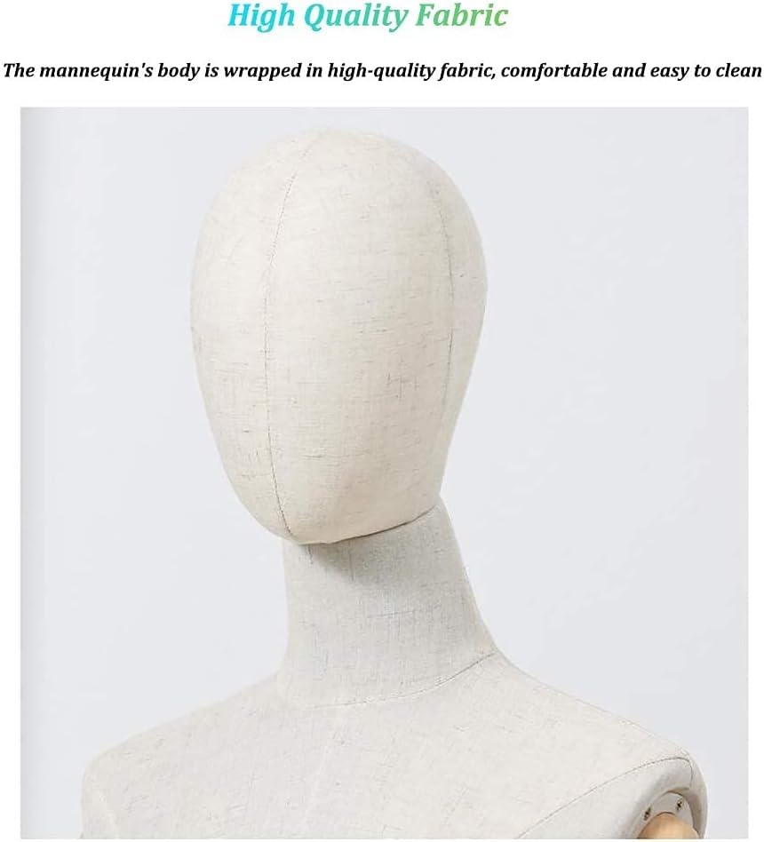 Torso-Mannequin-Ständer, weibliche Schaufensterpuppe, Torso, verstellbare Höhe, Kleiderform, Display mit Metallständer, für T-Shirts, Jacken, Dre (mit Armen, Größe S)