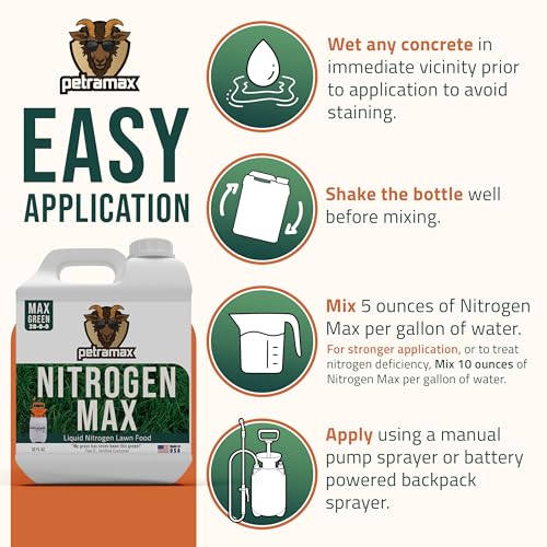 Image of Petramax Liquid Nitrogen Fertilizer 28-0-0 NPK - 32 Oz Spring & Summer Liquid Grass Fertilizer for Lawn, Spray on Easy to Apply for Deep Green Lawn Care - Slow Release High Nitrogen Turf Builder