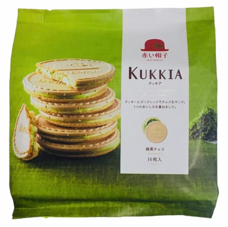 KUKKIA Green Tea - Whipped Green Tea Cream Sandwiched with Wafer(Gaufrette) and Crispy Cookie 10ct/bag