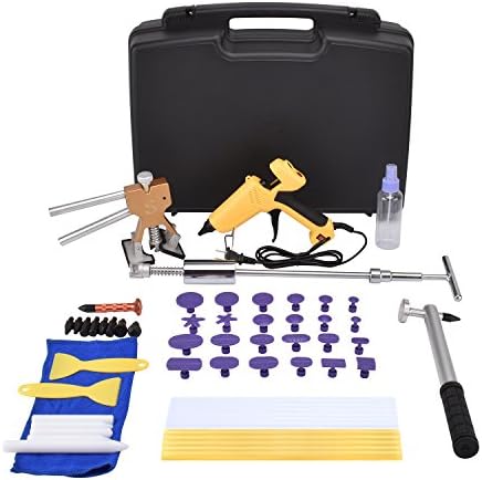 HOTPDR Dent Removal Tools Paintless Dent Repair Tools Kit Bridge Dent Puller Kits with Hot Melt Glue Gun PDR Tool for Car Dent Puller(58PCS)