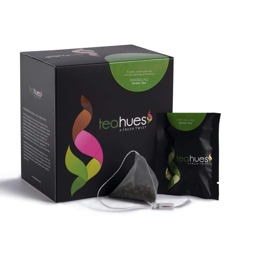 Teahues Darjeeling Green Tea, 16 Tea Bags with 1 Free Exotic Sample Best Green Tea Darjeeling