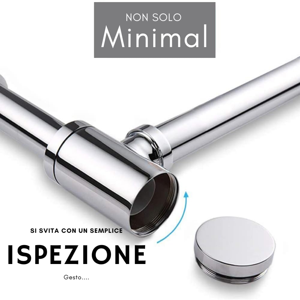 Schläfer 3439702 - Sifón universal para lavabo y lavabo, longitud y altura regulable, cierre de olor con apertura de limpieza, sifón de tubo de 1 1/4 pulgadas roscado