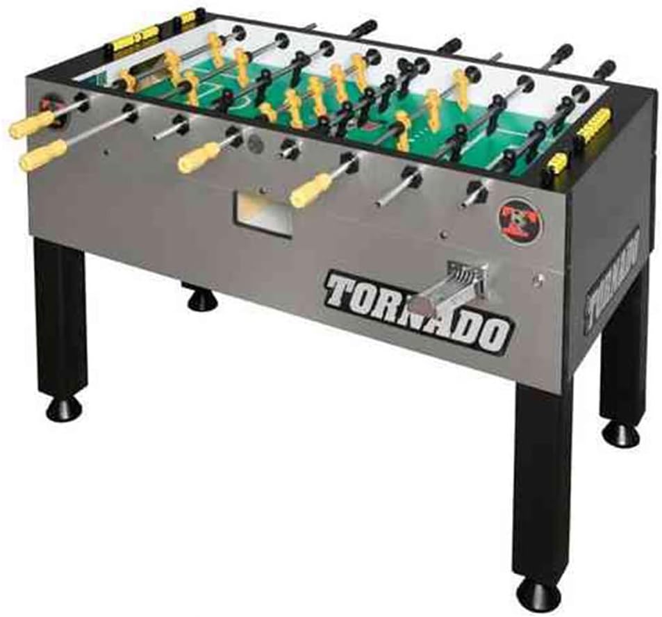 Tornado Platinum Tour Edition T-3000 Tournament Foosball Table Soccer Game - 3 Goalie - Silver - Coin Operated