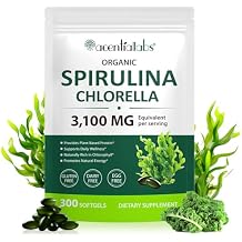 Spirulina & Chlorella Supergreens Softgels, 17-in-1 Supergreens Blend, Plant-Based Protein, Naturally Rich in Chlorophyll, Gluten Free, Dairy Free, Egg Free