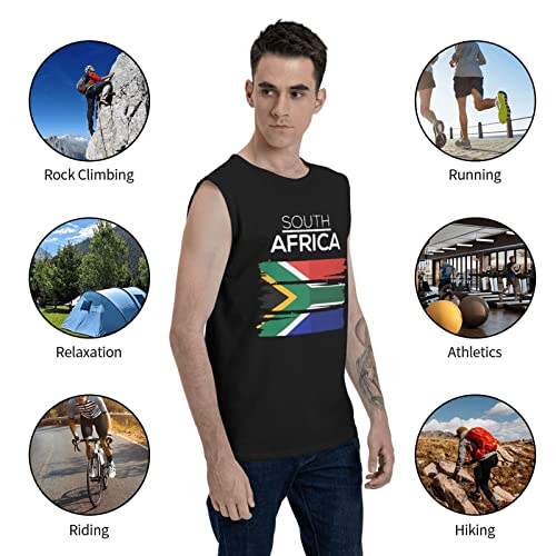 Zdzqart South Africa Men's Sleeveless T-Shirt Sport Bodybuilding Tank Top Shirts Muscle Workout Vest Medium Black #TOP4