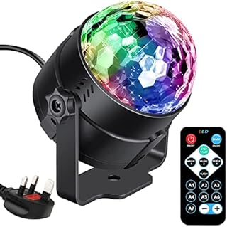 Disco Lights Disco Ball Party Lights Sound Activated, Karrong RGB Strobe Lights DJ Light Rotating Mirror Ball Lighting Effect for Kids Halloween Xmas Birthday Disco Parties Dance Karaoke Decoration