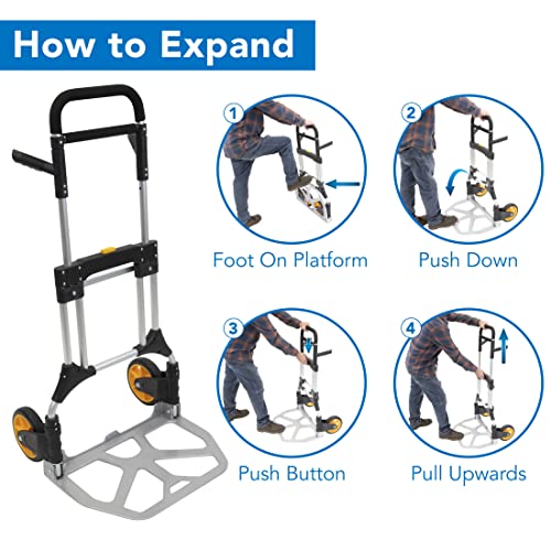 Mount-It! Hand Truck Dolly - Industrial Strength 440 Pound Weight Capacity | Heavy Duty Folding Dolly For Moving With Collapsible Wheels And Telescoping Handle #TOP5