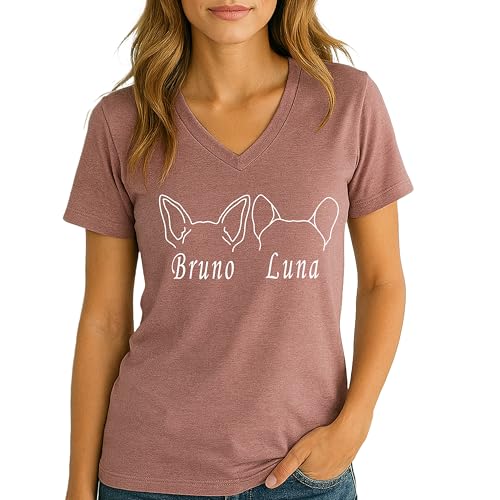Custom Dog Mom V-Neck Shirts for Women