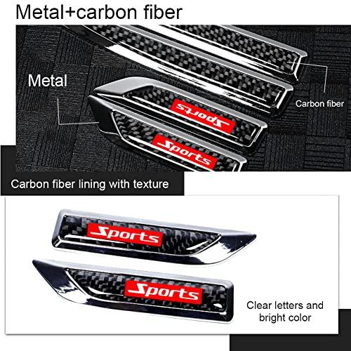 Greceyou 1Pair Car Side Fender Sticker Chrome + Carbon Fiber 3D Stickers Car Front Side Fender Vent Decal Stickers Bumper Trim Molding Car Decoration Exterior Accessories (Silver) #TOP3