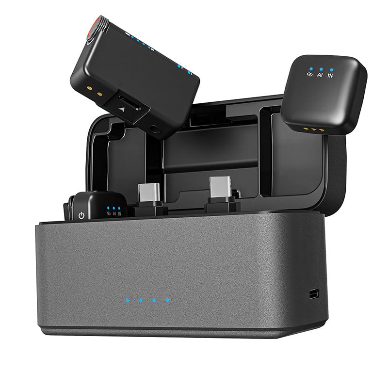Wireless Microphone Lavalier Smart With Big Charging Case, 150m Range, For Profesional Live Streaming Camera Vlog Creator, Record Android iOS Smartphone DSLR for Vlogging, Interviews & Podcast-image-12