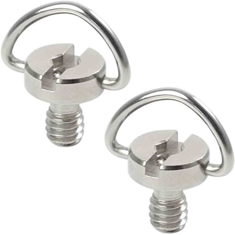 SR-62 1/4 Inch D-Ring Screw with Metal for Camera, Tripod, Monopod, Ball Head, Quick Release Plate, Pack of 2