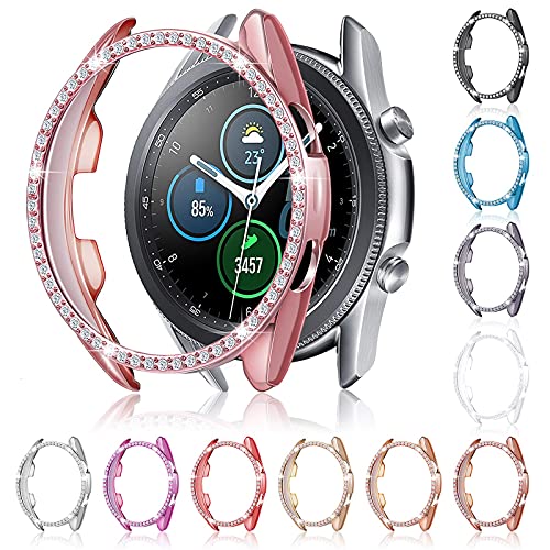 11 Pieces Watch Case Protector Compatible with Samsung Galaxy Watch 3, Christmas Bling Crystal Rhinestone Watch Cover Plated Hard Frame Protective for Girl Women, 11 Colors (Just for 41 mm)