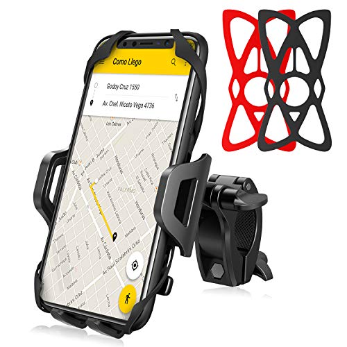 Fintie Bike Phone Mount, 360° Rotation Universal Bicycle Motorcycle Handlebar Holder Anti-Shake Silicone Bands Cycling Compatible/w iPhone 11 Pro Max/X/XR/XS MAX/8/7 Plus, Samsung Galaxy S10/S10e/S9