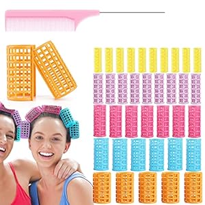 50-Pieces-Snap-On-Hair-Roller-Plastic-Hair-Roller-No-Heat-Curlers-Clips-With-Steel-Pintail-Comb-For-Long-Hair-Short-Hair-Styling-Salon-Hair-Curling-Tool 50 Pieces Snap On Hair Roller Plastic Hair Roller No Heat Curlers Clips With Steel Pintail Comb For Long Hair Short Hair Styling Salon Hair Curling Tool