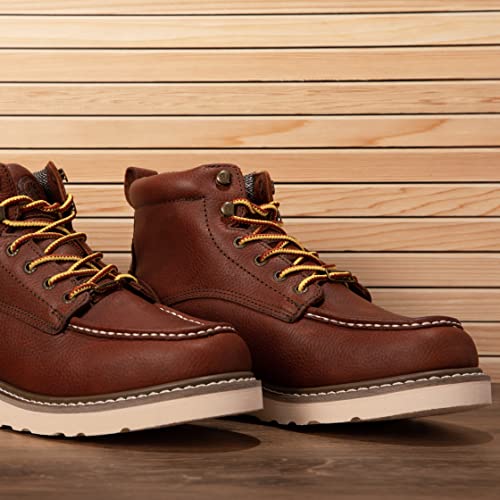 Image of ROCKROOSTER Walker Waterproof Work Boots for Men, 6 inch Soft Toe Comfortable Boot, Rubber Wedge Sole Shoes, Arch Support Anti-Fatigue Boot, Leather Insulated Safety Boots, Electric Hazard