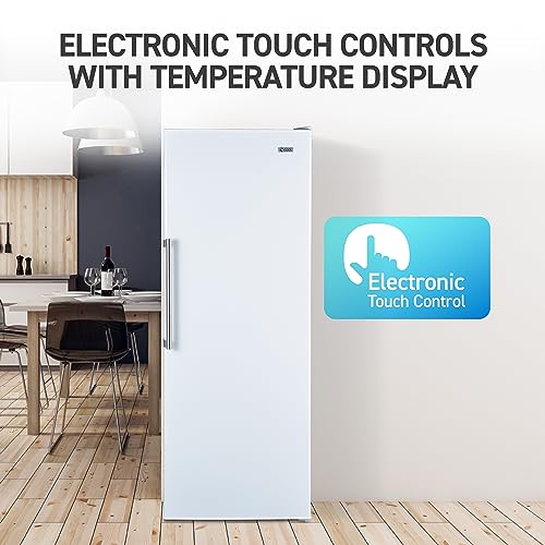 Image of Commercial Cool Upright Freezer Stand Up Convertible Freezer or Refrigerator with Reversible Door, 10.8 Cubic Feet, White
