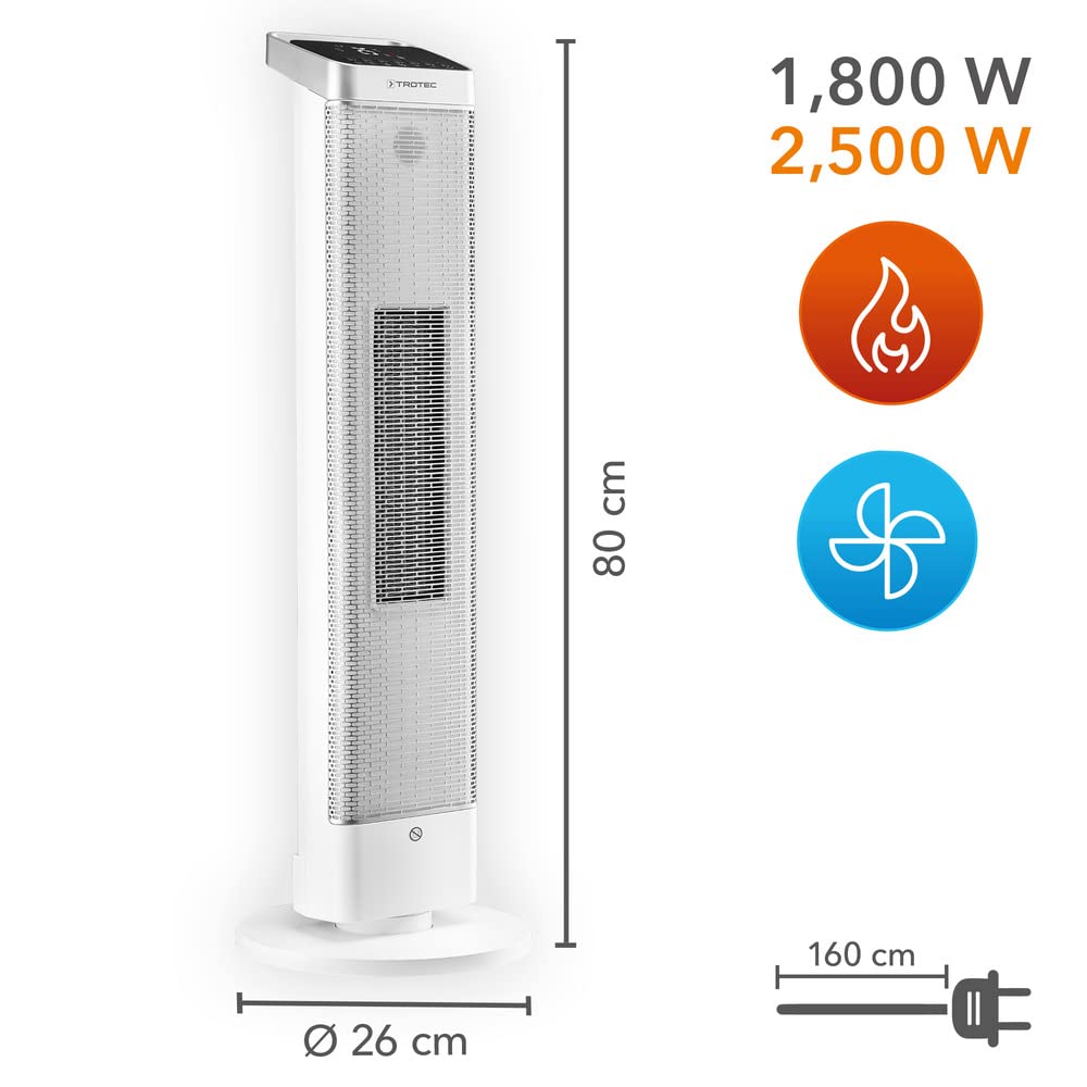 TROTEC Termoventilatore ceramico TFC 25 E | Riscaldatore a ventola 2-in-1: riscaldatore in inverno e rinfrescante ventilatore in estate