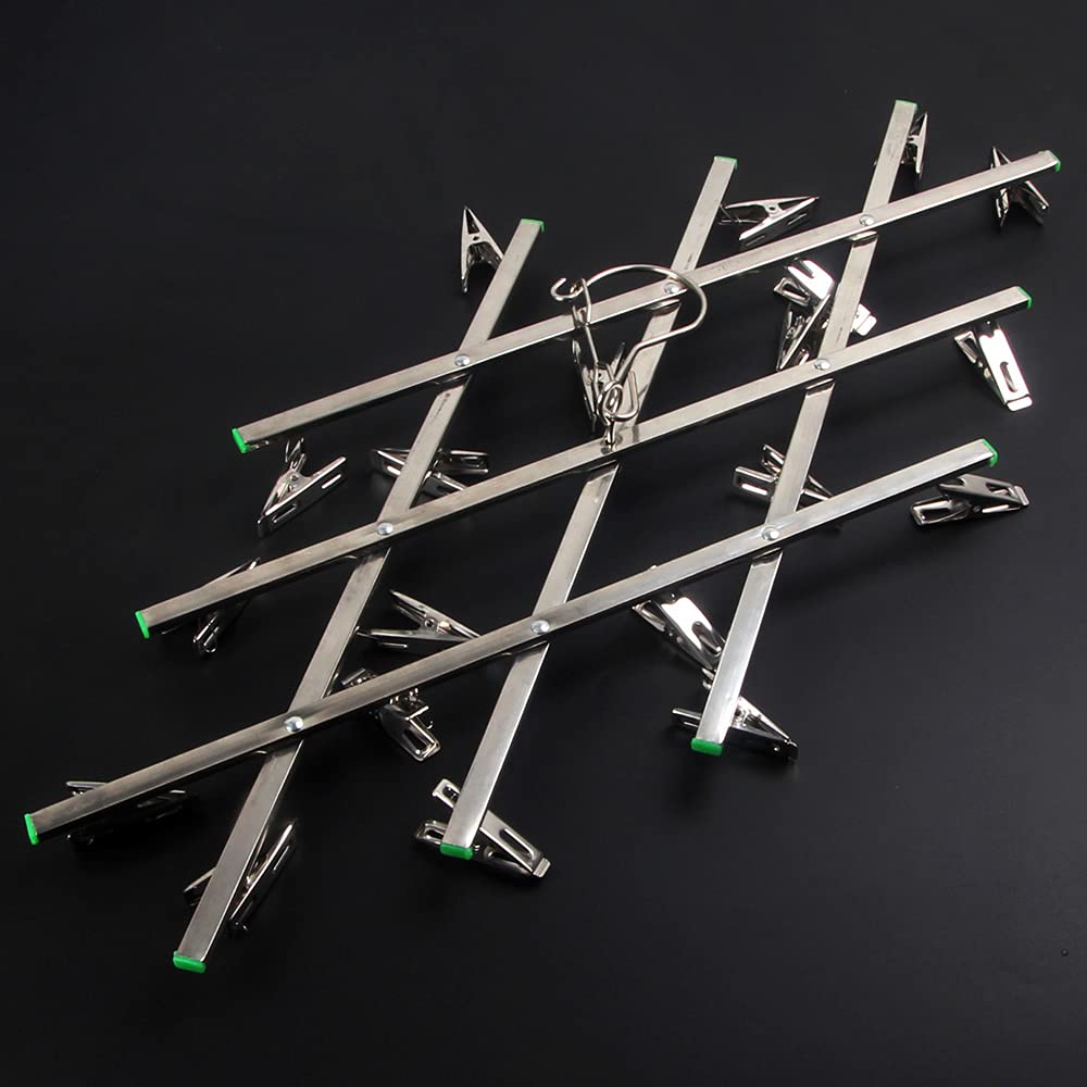 Cintre de Support de séchage de Film de Chambre Noire Pliable avec Clips 35 mm 120 4x5 5x7 négatif Roll Pan Sheet Film Negative Drying Frame Hanger Rack (20 Clips)