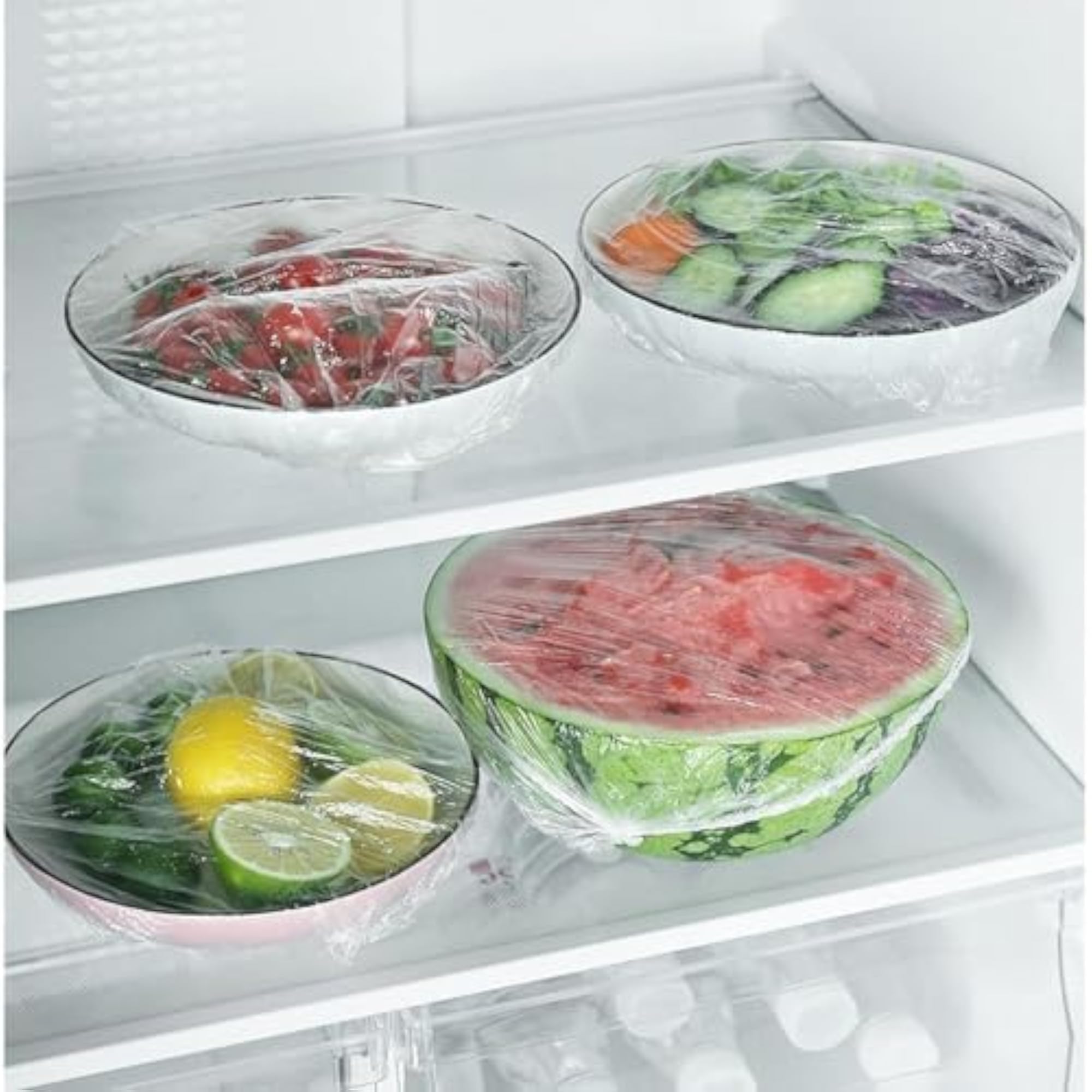 Disposable Food Covers, 100 Pcs Elastic Plastic Wrap