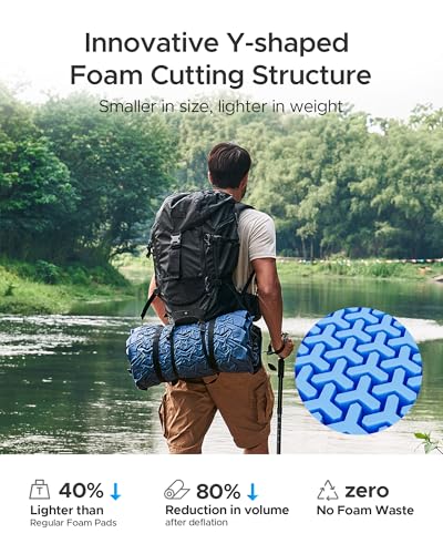 ACACIA-4-Thick-Self-Inflating-Sleeping-Pad-with-Solid-Foam-Innovative-Y-shaped-Telescopic-Structure-Ultraportable-Camping-Mattress-with-Pump-Sack-Outdoor-Air-Mat-for-Tent-Car-Backpacking-Single