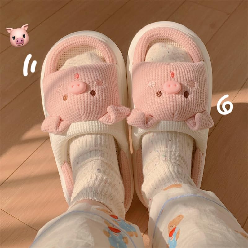 Pig Slipper Frog Slipper Animal Slipper Summer House Slipper for Women Men Linen Thick3