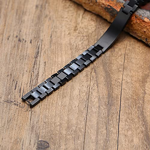 VNOX Personalized Inspirational Bracelet For Men - Engraved Rope Adjustable Bracelet With Lava Stone, Stainless Steel, Motivational Gift - View #3