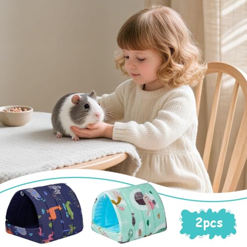 HOTUT Meerschweinchen Bett,2 Stück Waschbar Kuschelsack Meerschweinchen Haus,Kuschelig Gemütliches Kleintierbetten, Hamster Kleintier Bett für Zwergkaninchen, Chinchilla, Lgel, Frettchen
