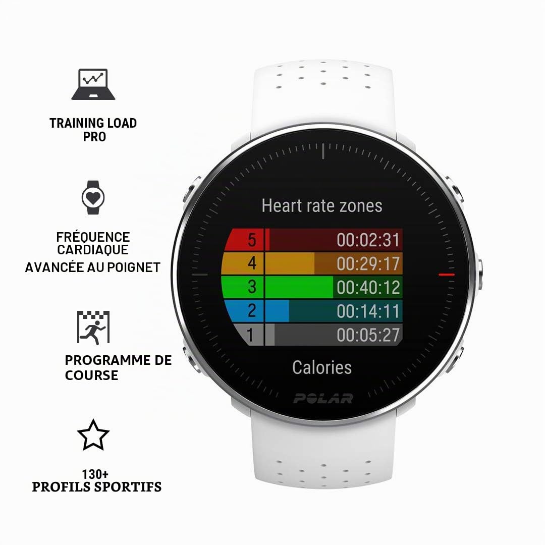 Polar Vantage M - Montre de sport FC/GPS pour Hommes et Femmes - Entraînement Multisport et Course avec Cardiofréquencemètre au Poignet (étanche, légère, dernière technologie) S/M