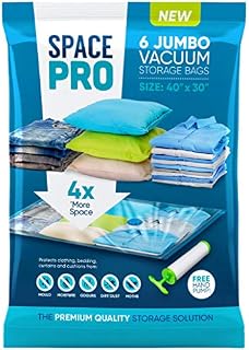 Vivo Technologies Vacuum Storage Bags, 6 Pack of 101 x 76cm for Bedding, Curtains, Pillows, Clothing and Free Pump Lifetime Support on Space Savings Bags